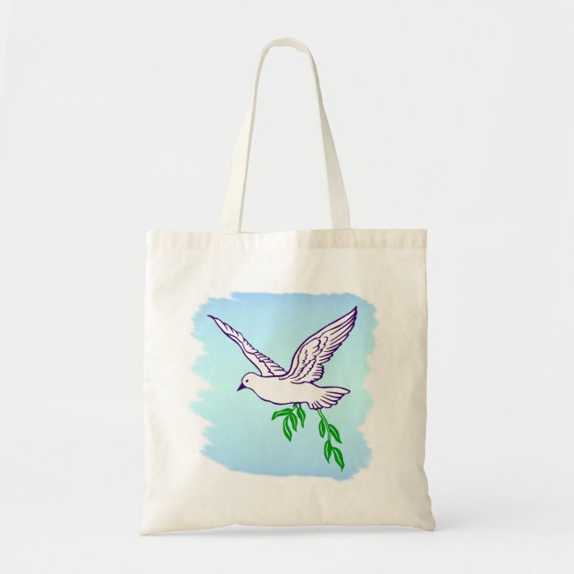 Peace Dove with Olive Branch Beach Tote (Front)