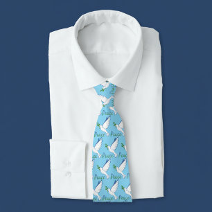 Peace Dove with Olive Branch Blue Tie