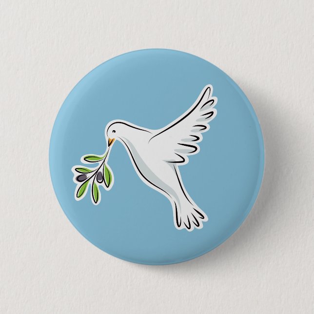 Peace dove with olive branch button (Front)