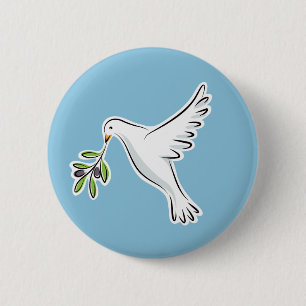 Peace dove with olive branch button