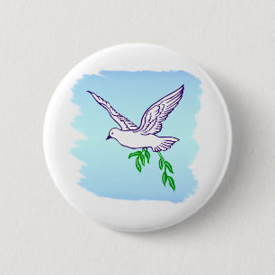 Peace Dove with Olive Branch Button