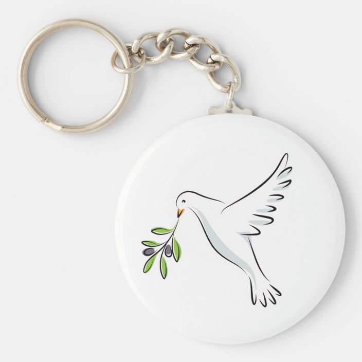 Peace dove with olive branch keychain