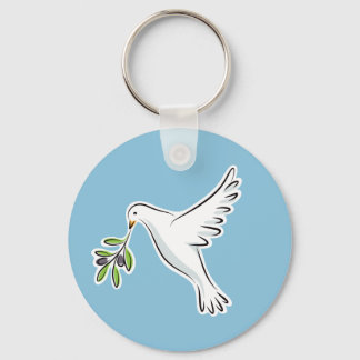 Peace dove with olive branch keychain