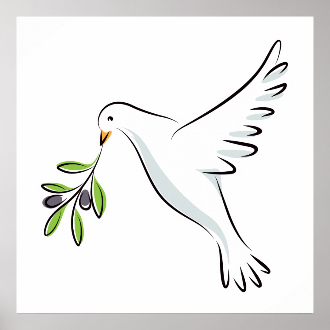 Peace dove with olive branch poster Zazzle