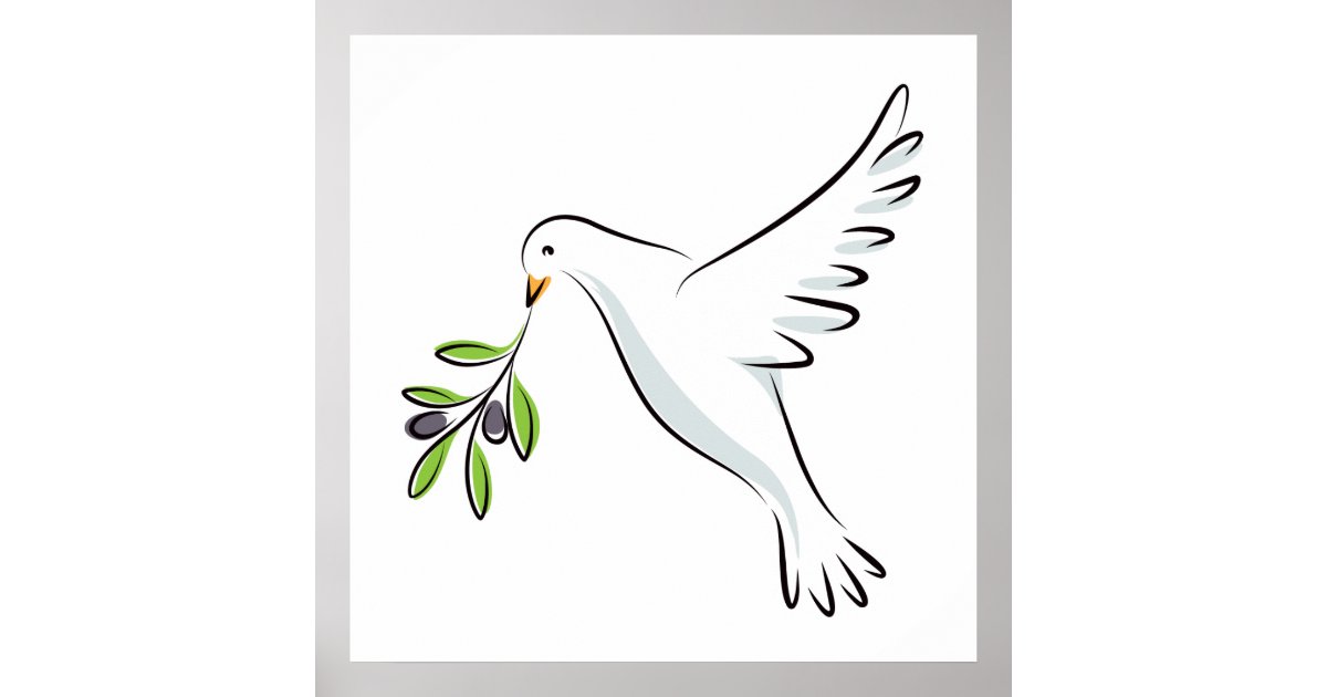 Peace dove with olive branch poster Zazzle