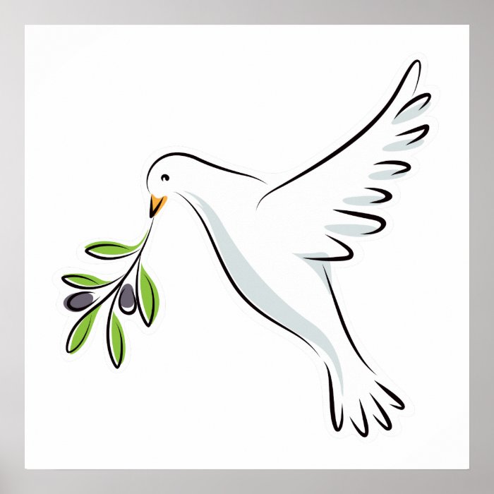 Peace dove with olive branch posters