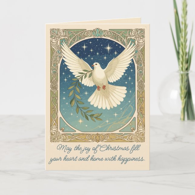 Peace Dove With Olive Sprig Decor Greeting Card (Front)