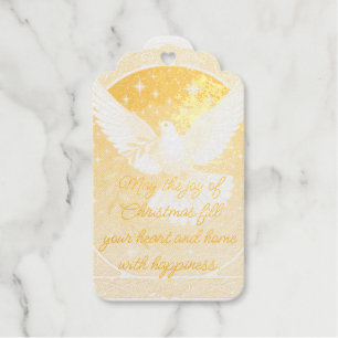Peace Dove With Olive Sprig Decor Greeting Card Foil Gift Tags