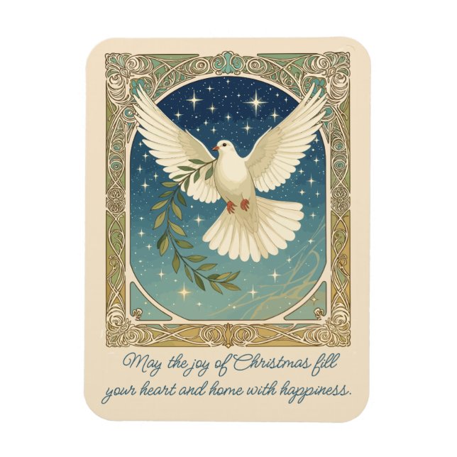 Peace Dove With Olive Sprig Decor  Magnet (Vertical)