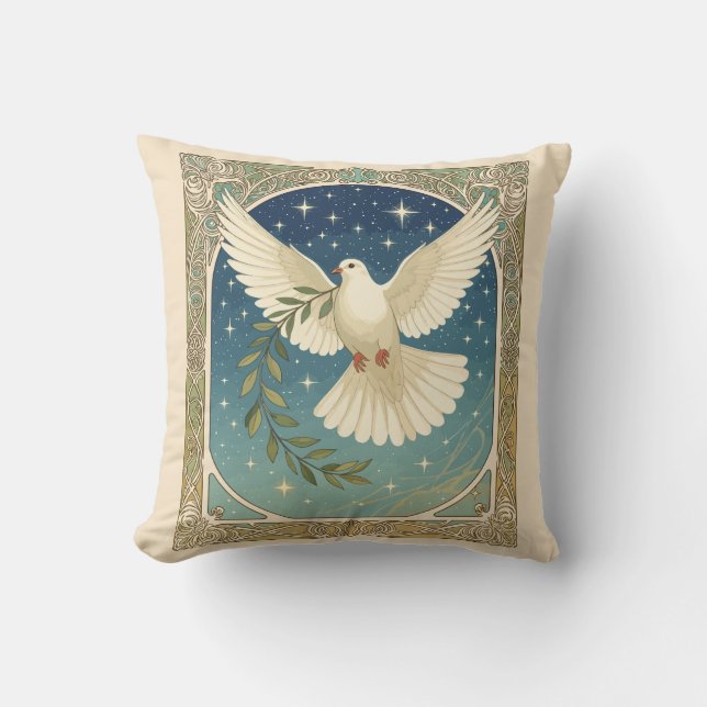 Peace Dove With Olive Sprig Decor  Throw Pillow (Front)