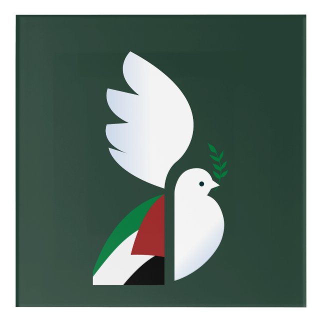 Peace Dove with Palestinian Flag Acrylic Print (Front)