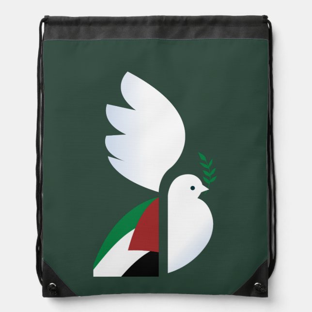 Peace Dove with Palestinian Flag Drawstring Bag  (Front)