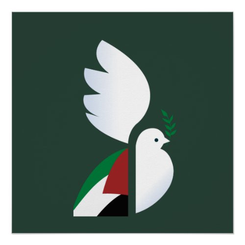 peace dove with the Palestinian flag Poster