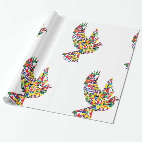Peace Dove World Flags Wrapping Paper