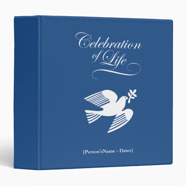 Peace DoveCelebration of Life Memories Scrapbook Binder (Front/Spine)
