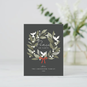 Peace Doves and bow Merry Christmas Holiday Postcard