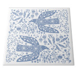 Peace Doves Blue and White Ceramic Tile<br><div class="desc">Blue and white bird folk art doves for peace and hope. Original art by Nic Squirrell.</div>