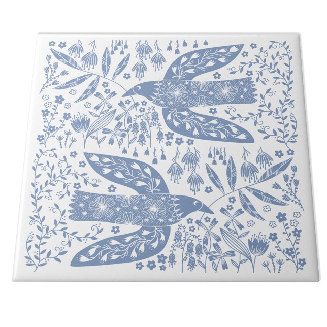 Peace Doves Blue and White Ceramic Tile (Peace dove blue and white ceramic tile)
