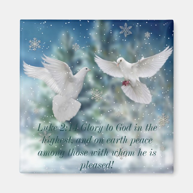Peace doves Luke 2:14 Christmas magnet (Front)