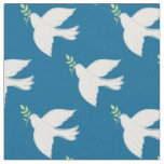 Peace Doves Religious Christian Teal Fabric