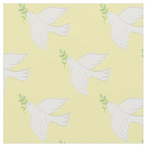Peace Doves Religious Christian Yellow Fabric