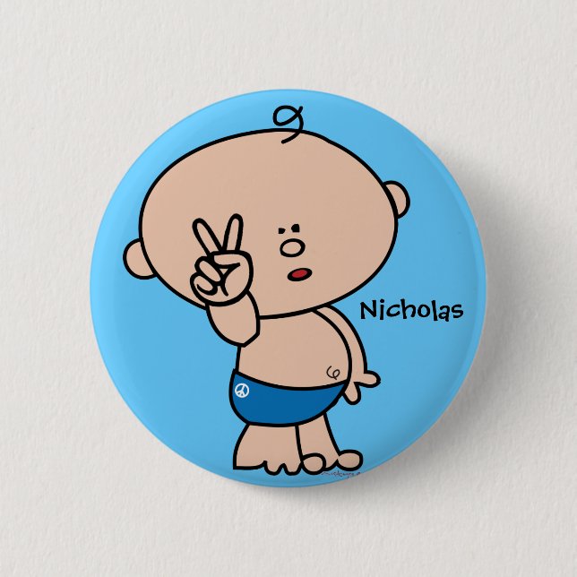 Peace dude Button - customizable name and bg color (Front)