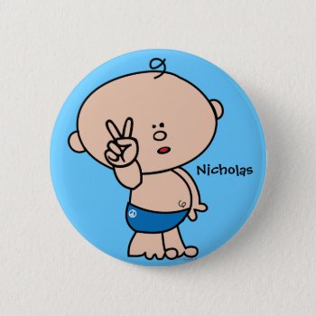 Peace Dude Button - Customizable Name And Bg Color by mistyqe at Zazzle