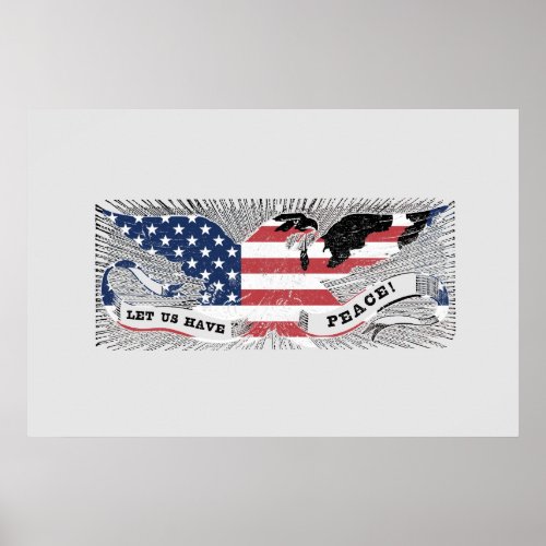 Peace Eagle Americana Patriotic Art Poster