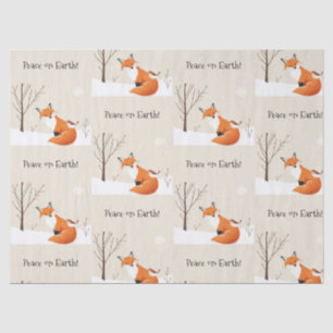 Peace Earth Minimalist Fox Bird Animal Tissue Paper