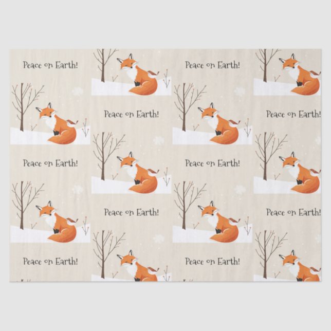  Peace Earth Minimalist Fox Bird Animal Tissue Paper (Front)