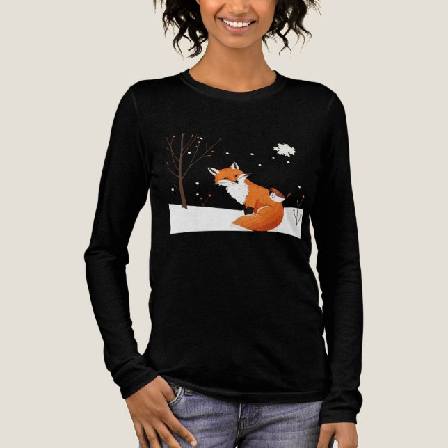  Peace Earth Minimalist Fox Bird Animal Tri-Blend Shirt (Front)