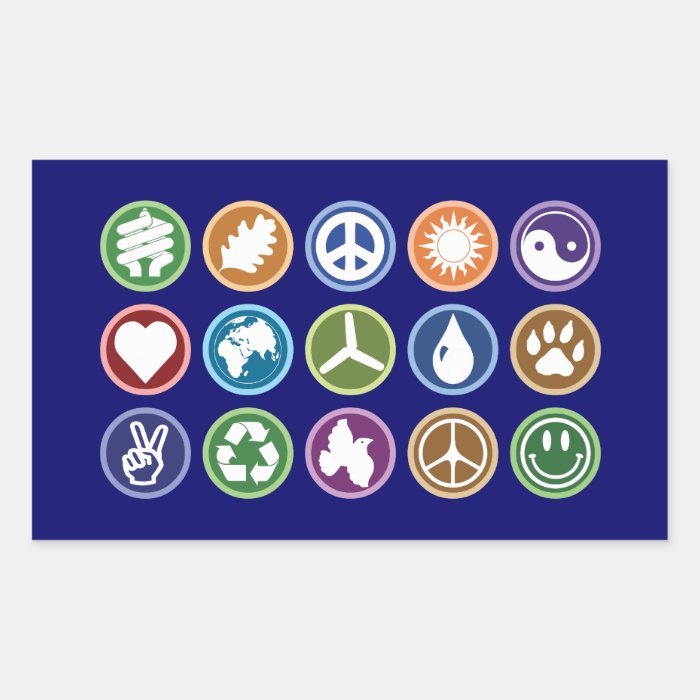 Peace & Eco Symbols Rectangle Sticker