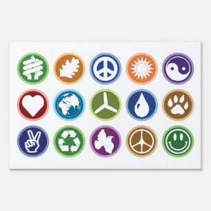 Peace & Eco Symbols Yard Sign