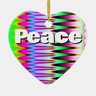 Peace (edit text) Heart Ceramic Ornament