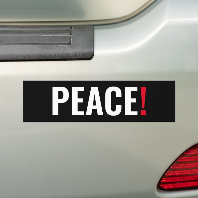 Peace exclamation point black white red anti war bumper sticker (On Car)