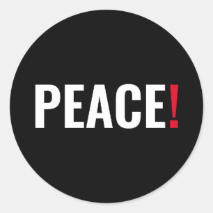 Peace exclamation point black white red anti war classic round sticker