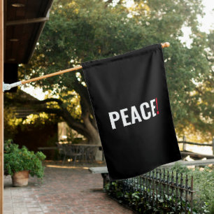 Peace exclamation point black white red anti war house flag