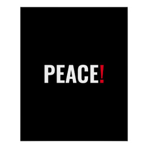 Peace exclamation point black white red anti war poster