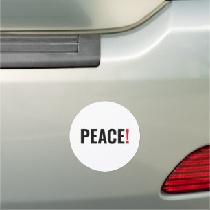 Peace exclamation point white black red anti war car magnet
