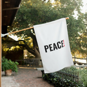 Peace exclamation point white black red anti war house flag