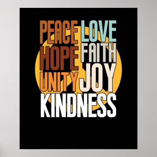 Peace Faith Hope Kindness Anti Bullying Orange Poster