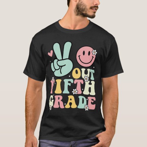 Peace Fifth Grade Groovy _ Last day of school T_Shirt