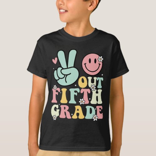 Peace Fifth Grade Groovy _ Last day of school T_Shirt