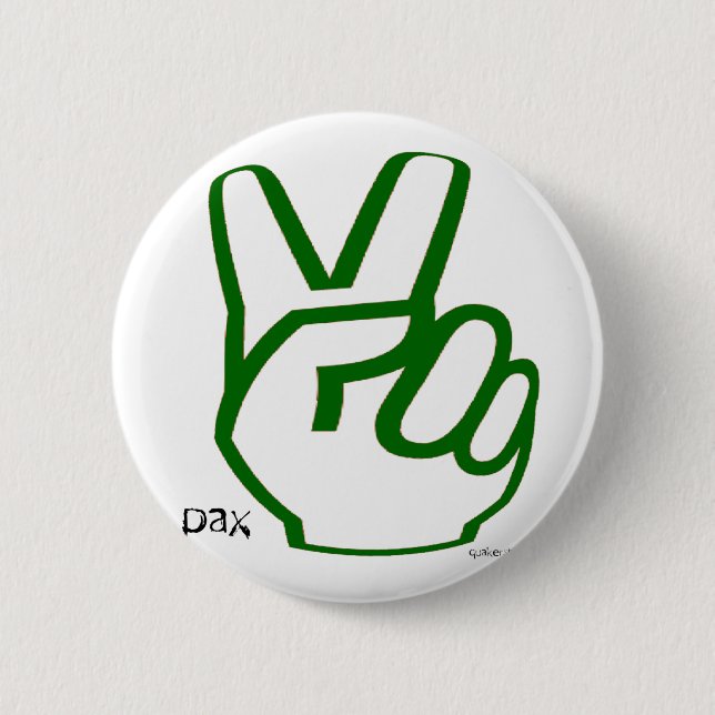 Peace Fingers - Green Pinback Button (Front)
