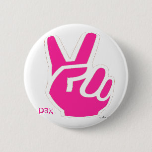 Peace Fingers - Pink Button
