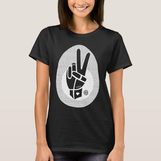 Peace First Peace Hand Sign White T-Shirt (Front)
