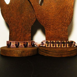 Peace Fist Artisan Crochet Print Elastic Wristband Ribbon Hair Tie