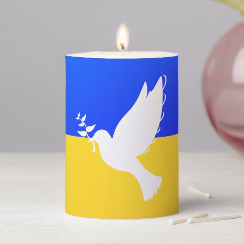 Peace _ Flag of Ukraine _ Dove of Peace _ Freedom Pillar Candle