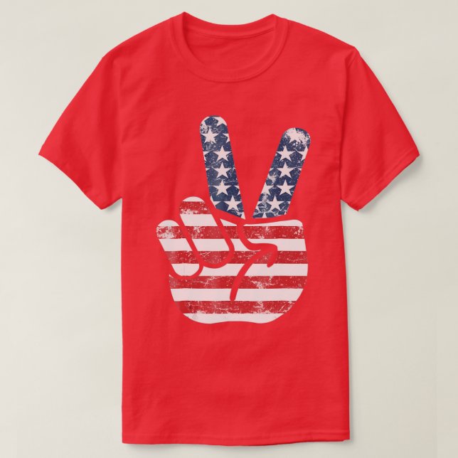 Peace Flag Sign Awesome July 4th Freedom T-Shirt (Design Front)