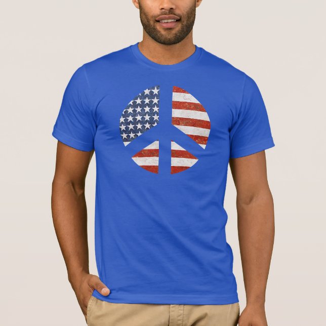Peace Flag T-Shirt - American Flag peace sign (Front)